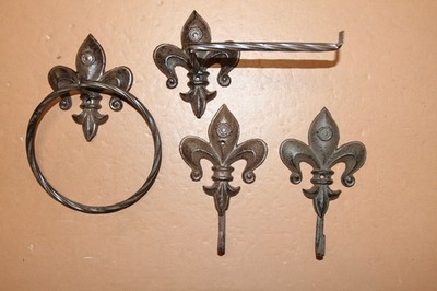 4-BATHROOM,Fleur De Lis Accessories,New Orleans Style,Wall Hooks,Gifts,F-2,3,13