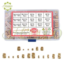 350Pcs Threaded Inserts M2 M2.5 M3 M4 M5 M6 Female Thread rolled Metric Brass