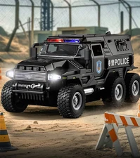 1:32 SWAT Police Truck Diecast Model Off-Road Vehicle Sound & Light Toy Gift
