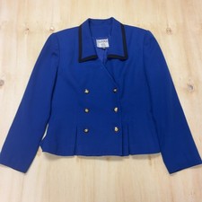 Vintage Kasper A.S.L. Blazer Jacket Womens 10P Blue Double Breasted Lined Career