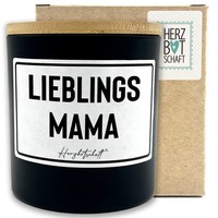 "Duftkerze Mit Spruch \"Lieblingsmama\" Mit Bambusdeckel - Sojakerze"