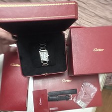 Cartier Tank Solo large Quartz Swiss Made Steel and leather bracelet   full set