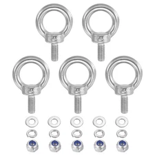 5Pcs M5 x 10mm 304 Stainless Steel Lifting Shoulder Eye Bolt with Nuts Washers