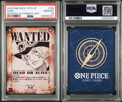 2025 PSA 10 Ace OP13-119 Sabo OP13-120 Wanted Seq Number Set ONE