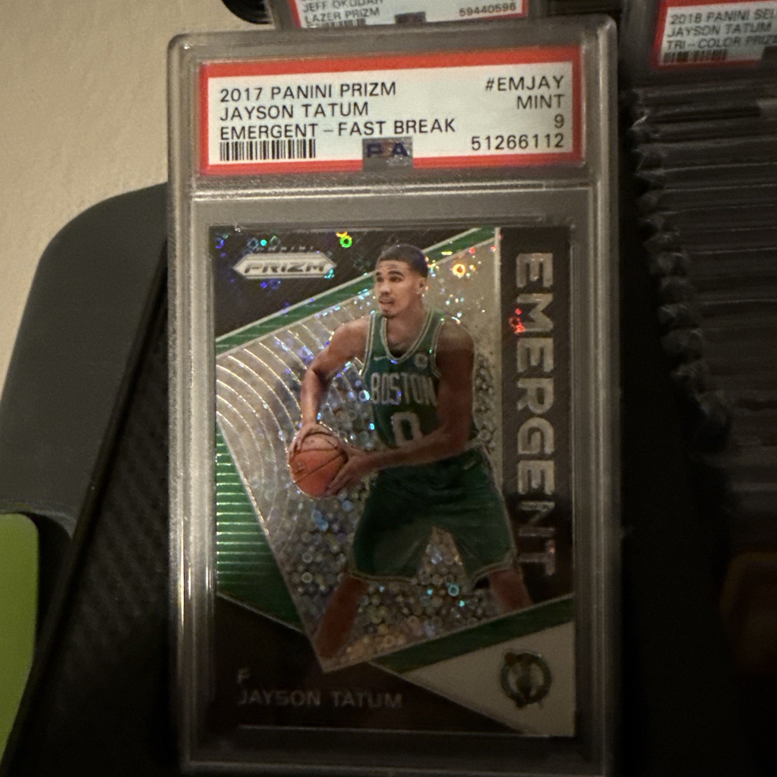 🔥2017-18 Panini Prizm Jayson Tatum #EMJAY Fast Break Rookie Emergent PSA 9🔥