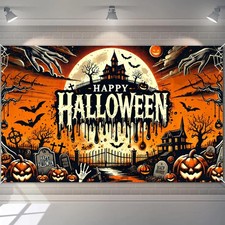 Halloween Haunted House Banner 71x43 in Trick or Treat Decor Halloween Photo Bac