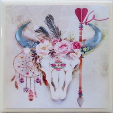 Set of 1 - Ceramic Tile Drink Coaster - BOHO Art  Buy 3 Get 1 Free  4 C