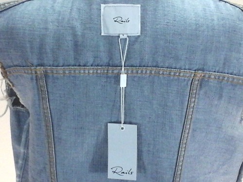RAILS Elsa Denim Trucker Vest Distressed Ripped Blue Denim Women's S $198 New - Picture 8 of 8
