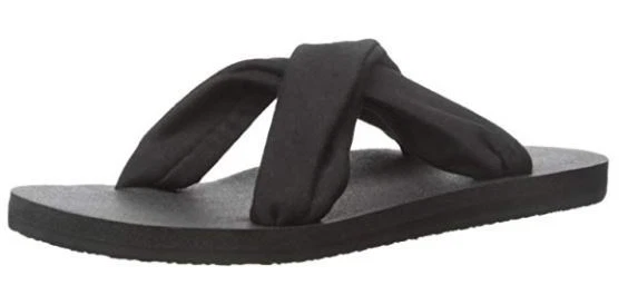 Sanuk Size 6 YOGA X-HALE Black Cross Strap Slip On Sandals New Womens Shoes - Image 2 of 4