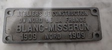 Plaque Train BLANC -MISSERON 1909