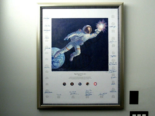 REACHING FOR THE STARS ALAN BEAN 24 X SIGNED AUTO NASA ASTRONAUTS L/E CANVAS GEM