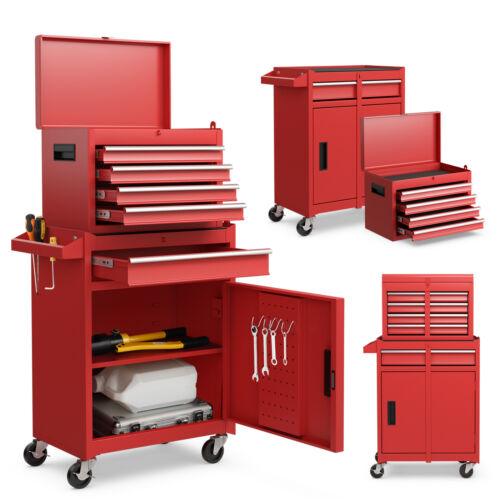 5-Drawer Rolling Tool Chest Cabinet Metal Tool Storage Box Lockable w/ Wheels