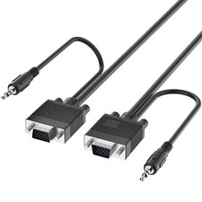 Fosmon 25FT High Resolution Plug Play VGA 3.5mm Aux Audio Male Adapter Cable