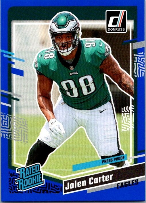 2023 Donruss #381 Jalen Carter Press Proof Blue Philadelphia Eagles Rookie