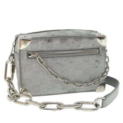 LOUIS VUITTON Damier Glitter Mini Soft Trunk Bag Silver LOUIS VUITTON Damier Glitter Mini Soft Trunk Bag Silver