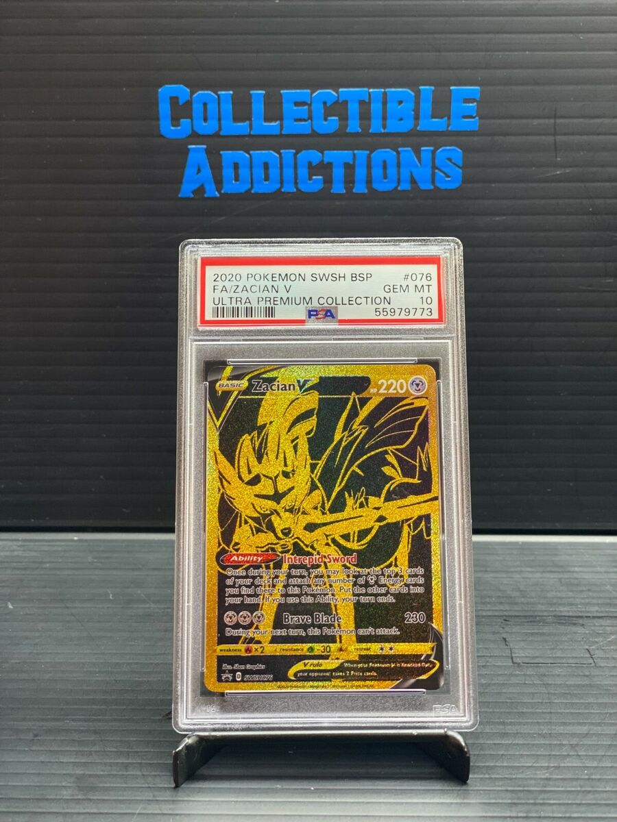 PSA 10 GEM MINT Zacian V SWSH076 PROMO Gold Pokemon Card PSA 10 GEM MINT Zacian V SWSH076 PROMO Gold Pokemon Card