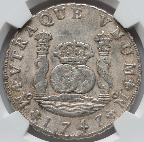 Mexico Philip V 8 Reales 'Pillars' 1747 Mo-MF NGC AU-55 Mexico City mint, KM 103