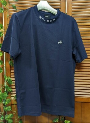 Tシャツ・カットソー Malbon Golf Script Stitch Round T-Shirt GREEN MAN M3221PRS06 Malbon Golf Wear T-Shirts in 3 Colors White, Navy and Black