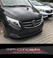 CUP Spoilerlippe Schwarz FüR Mercedes V Klasse W447 Frontspoiler Schwert ABS V2