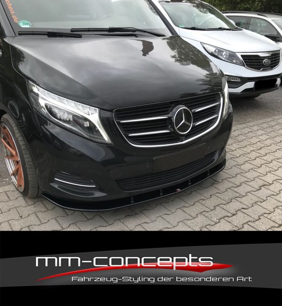 CUP Spoilerlippe Schwarz FüR Mercedes V Klasse W447 Frontspoiler Schwert ABS V2-image
