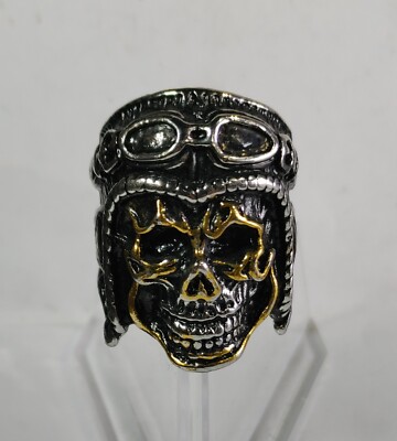 Skull Ring Men's Ring Size 10 Goth Heavy Metal Moto / Aviator New