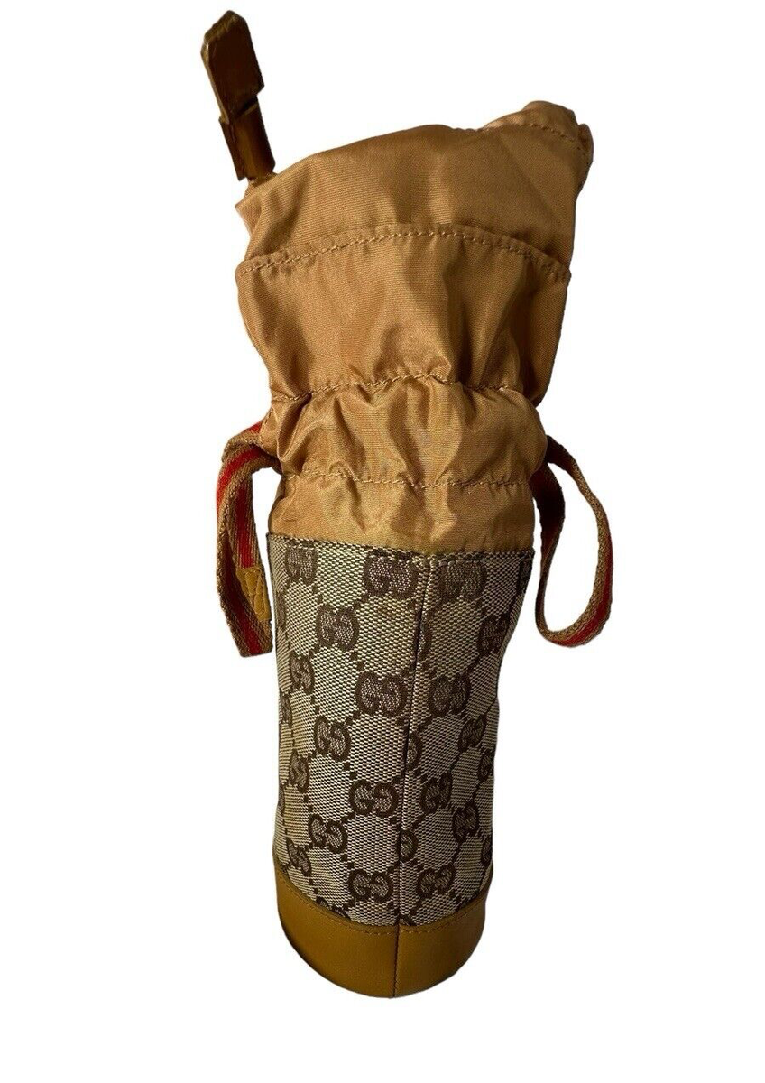 Genuine GUCCI vintage tan signature water bottle holder
