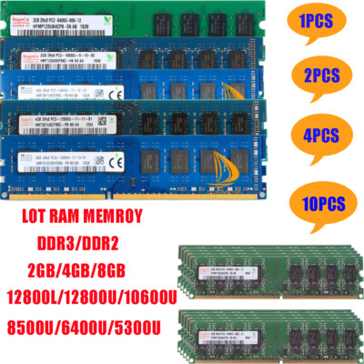 Lot De Barrettes RAM DDR3/DDR2 Hynix – 8 Go, 4 Go, 2 Go – PC3-12800U – 240 Broches – Non ECC