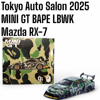 Bape Liberty Walk 東京オートサロン2025 RX-7 新品 Tokyo Auto Salon 2025 MINI GT BAPE LBWK Mazda RX-7 LB Super