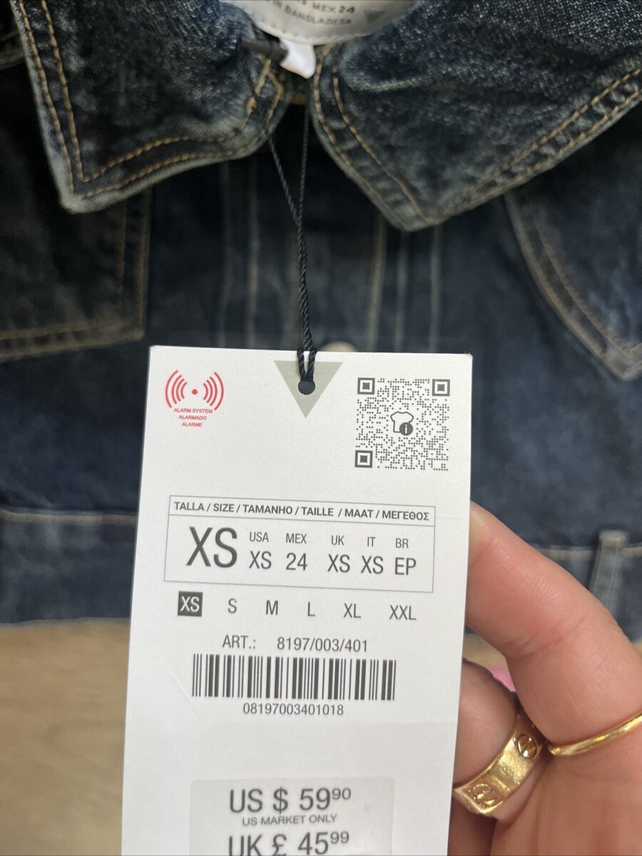 ZARA WOMAN NWT SS24 TRF DENIM JACKET WITH HEART NAVY BLUE