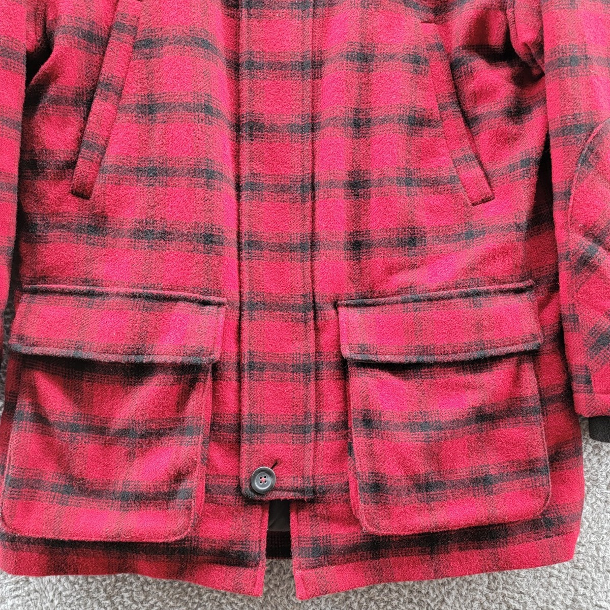 Vintage L.L. Bean Wool Coat Buffalo Plaid Hunting Jacket Red Vintage L.L. Bean Wool Coat Buffalo Plaid Hunting Jacket Red
