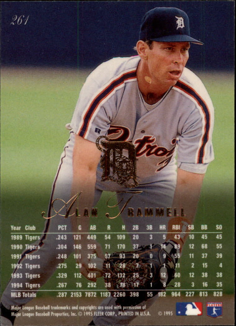 1995 Flair Baseball Card #261 Alan Trammell - Picture 2 of 2