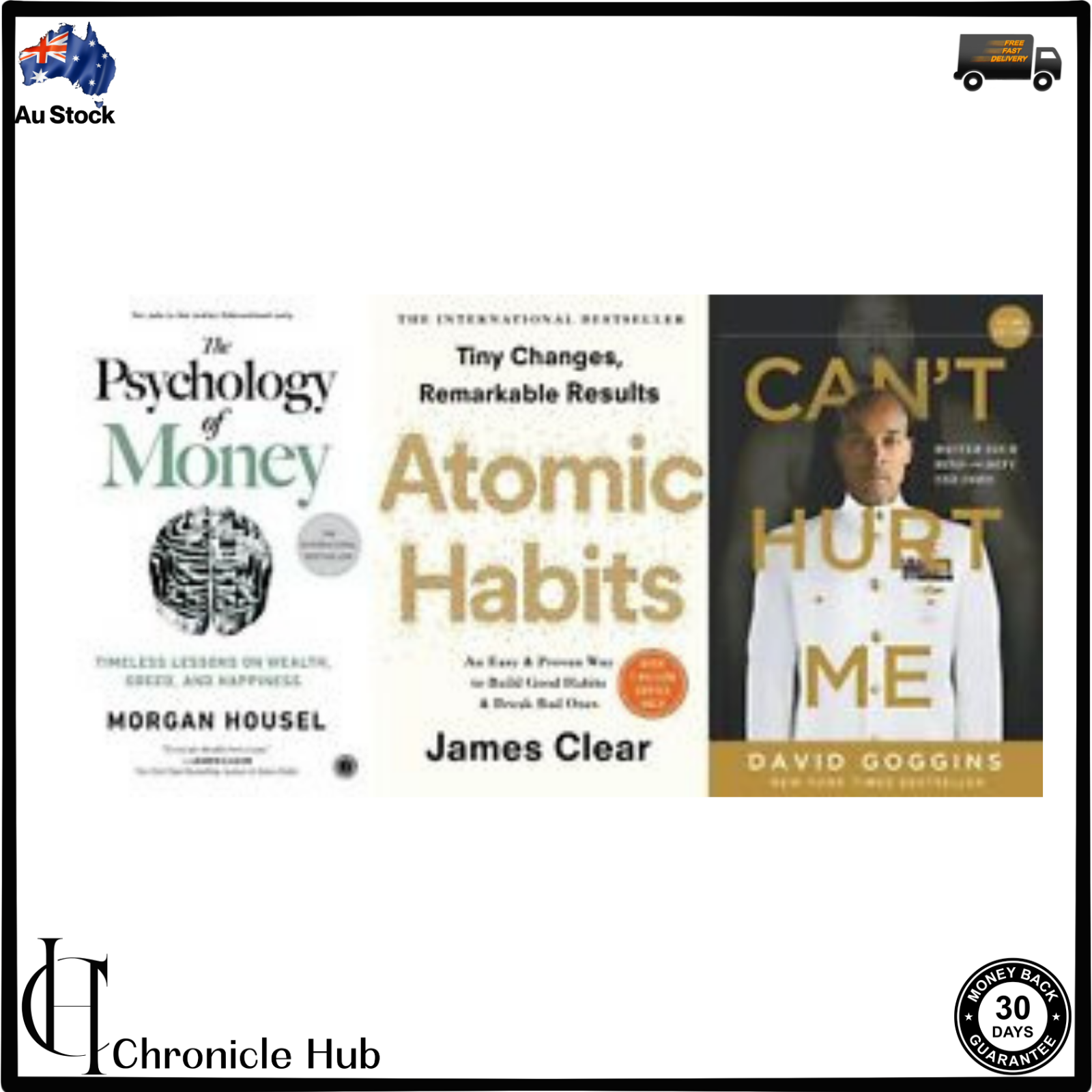 Combo Set of 3 Books (Can’t hurt me +Psychology of money + Atomic