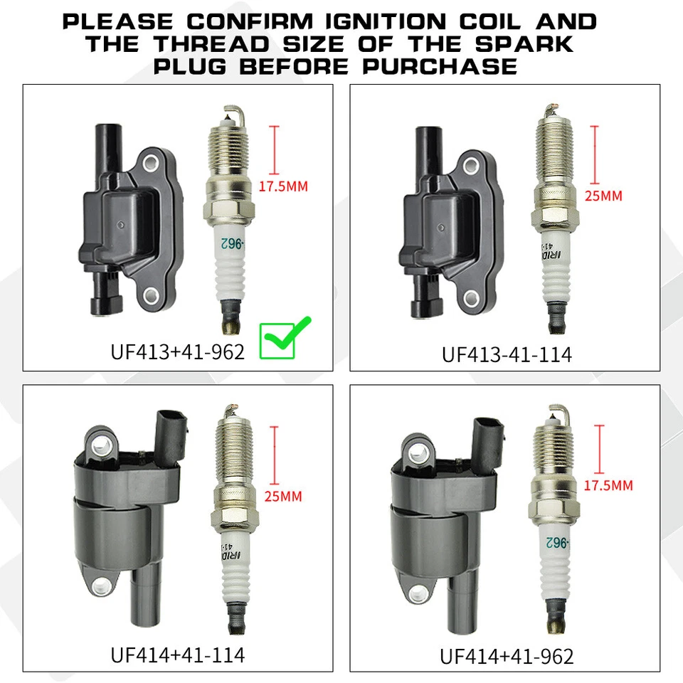 8X OEM Ignition Coil + 8X Iridium Spark Plug + 8X Wire for Chevy GMC Yukon UF413 - Image 3 of 4