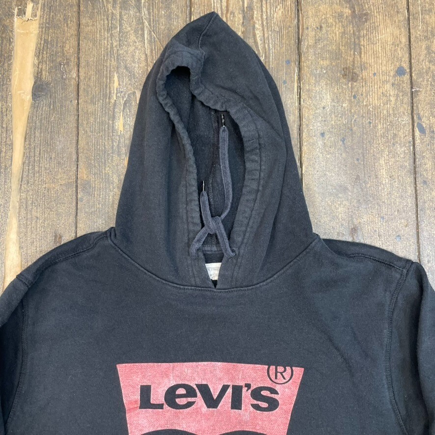 Levis Hoodie Mens Y2K Spellout Pull Over Sweatshirt, Black, Large image 7