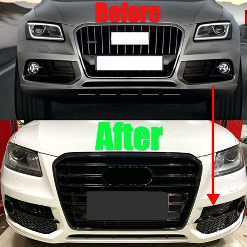Gloss Black For 2013-2017 Audi Q5 Fog Light Cover Grille SQ5 Style Look Pair - Picture 5 of 15