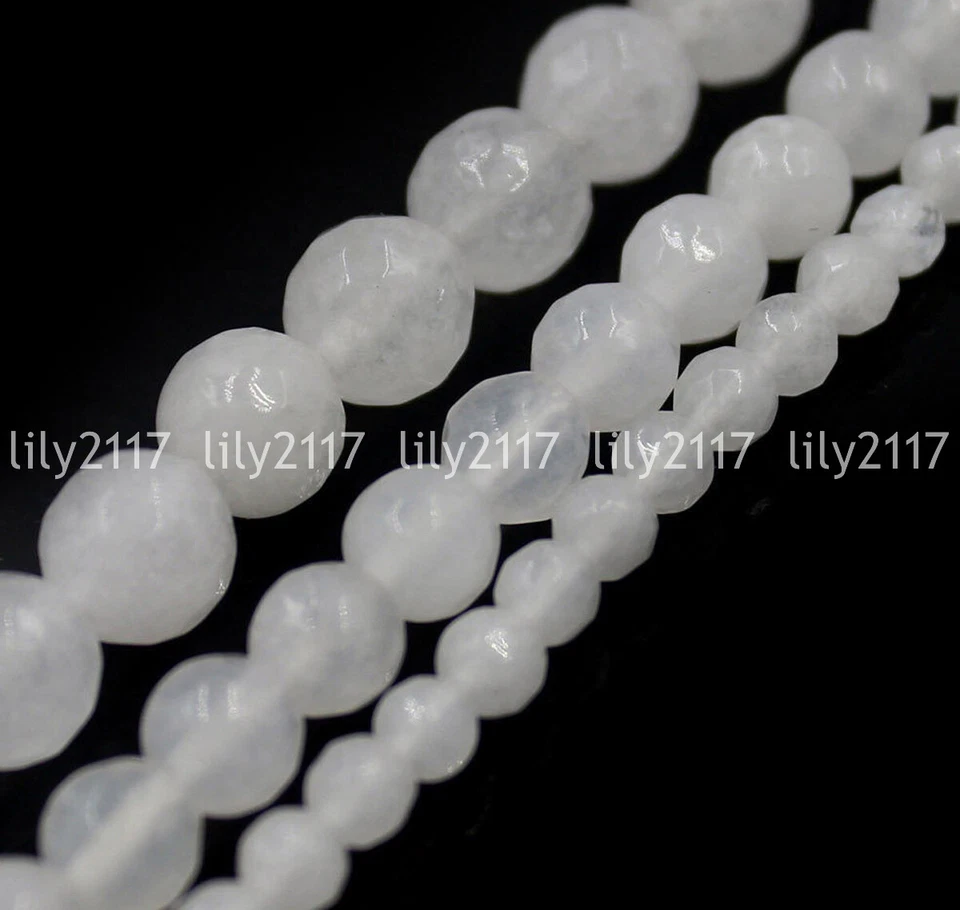 Cuentas sueltas redondas de piedras preciosas de jade facetadas multicolores de 4/6/8/10 mm filamento AA de 15"" Foto 4 de 4