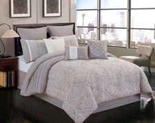 Riverbrook Home Sterling Collection Comforter Set, Queen, Winthrop - Grey/Ivo...