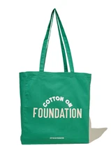 RARE Cotton:On Foundation Recycled Tote Bag Jade Green Reusable Grocery NEW