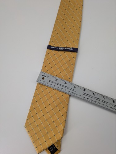 BEAU BRUMMEL 100" Silk Tie Men's 62" Long Yellow Geometric Necktie NEW - Picture 4 of 8