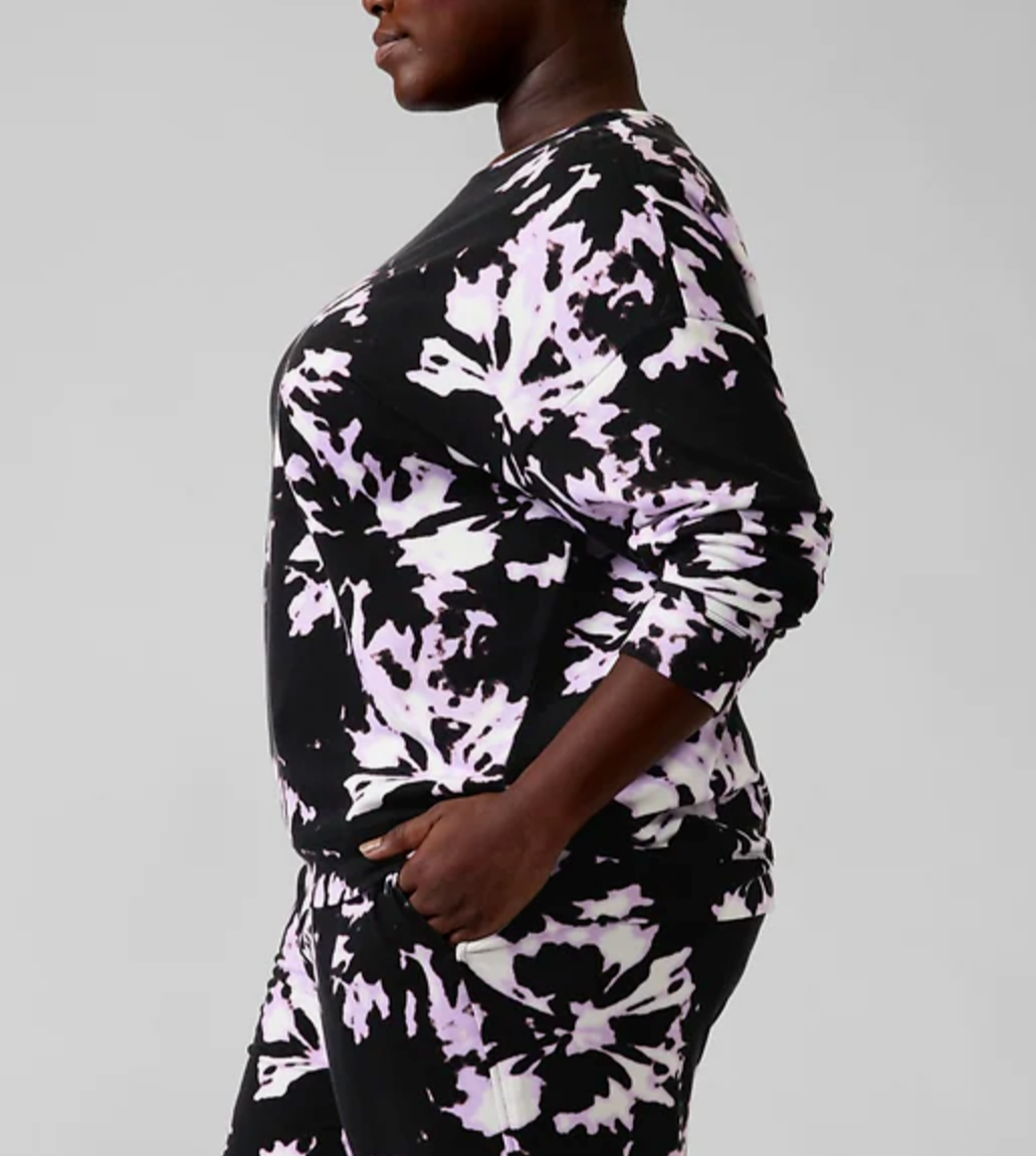 ATHLETA WILLOW ELFIN PURPLE LONG SLEEVE BALANCE PRINTED PULLOVER Sz L eBay