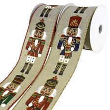 Christmas Nutcracker Soldiers Wired Ribbon, 2-1/2-inch, 10-yard