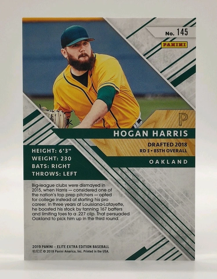 Hogan Harris 11/75 ⚾ 2019 Panini Elite Extra Aspirations Blue Refractor - Image 4 of 4
