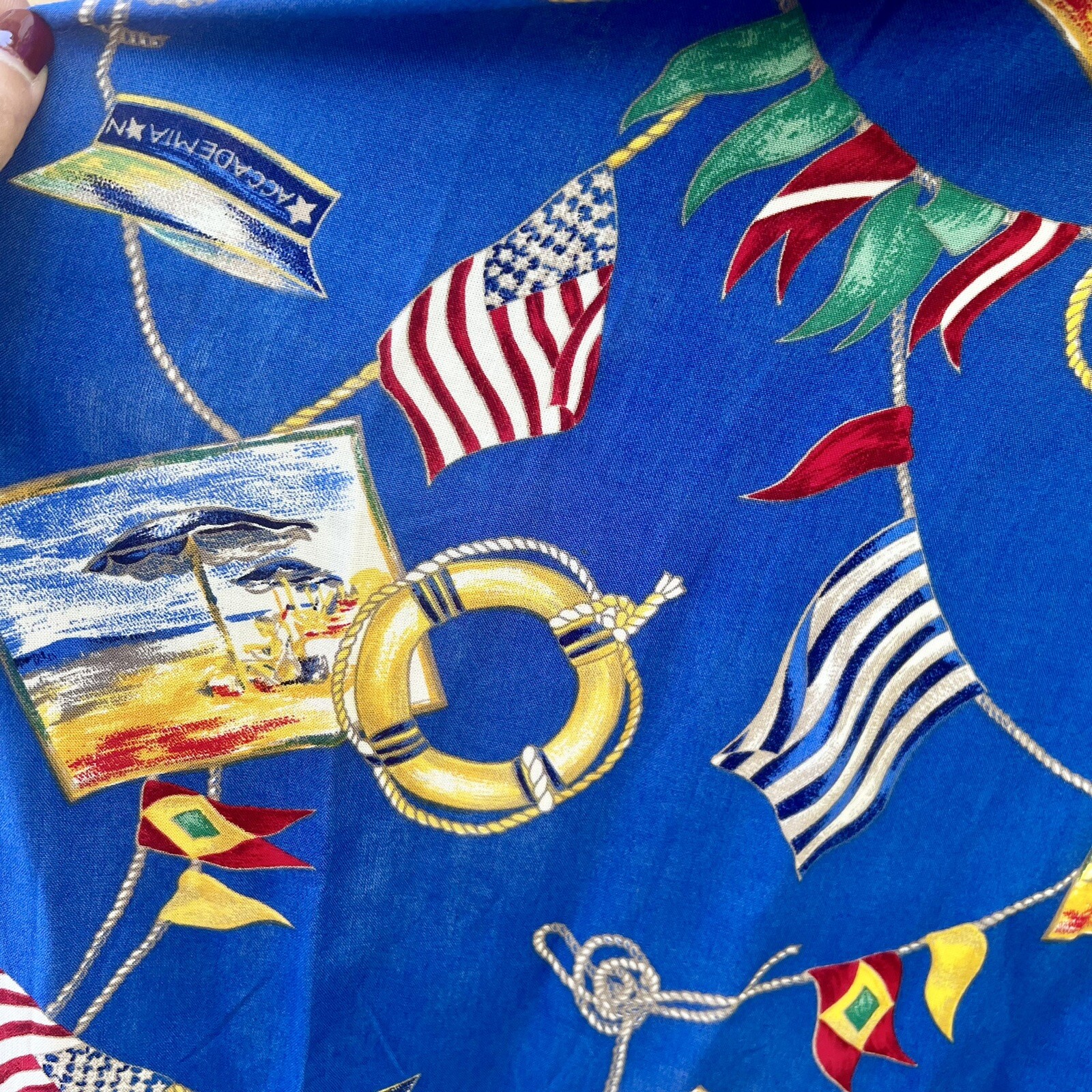 MARITIME NAUTICAL Sailing Yacht 90s 1990’s Vintage Novelty Print Rayon Skirt XL image 7