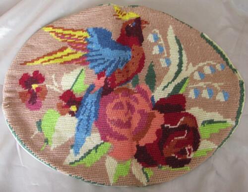 19C. ANTIQUE HAND EMBROIDERED STOOL SEAT PILLOW CASE - Picture 1 of 5