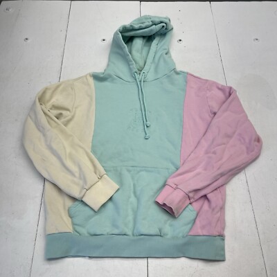 Teddy Fresh Blue Pink Ivory Colorblock Pullover Hoodie Mens Size