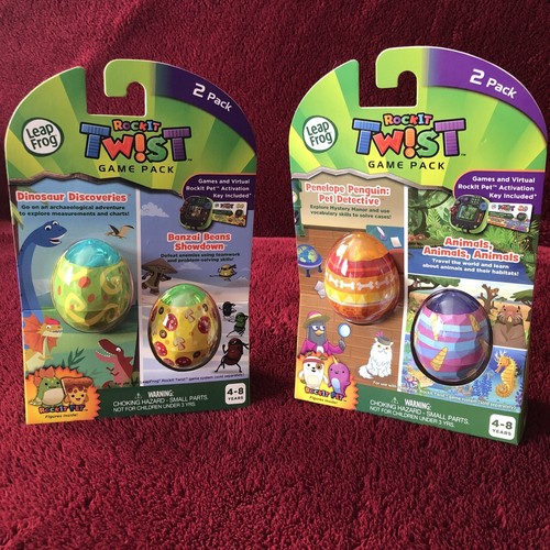 Lot of 2 LeapFrog RockIt Twist Game Packs Dinosaur Beans Penguin Animals 2 packs - Picture 1 of 8