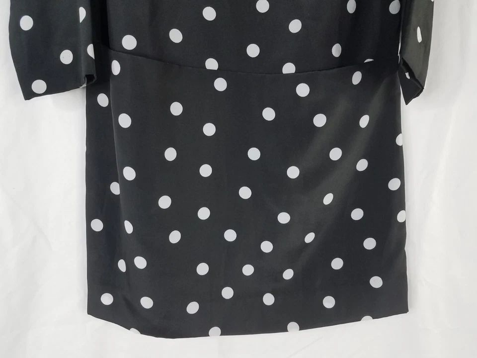 Vestido J Crew para mujer talla 0 Negro Blanco Lunares Manga 3/4 Casual Foto 3 de 4