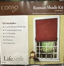 Conso Roman Window Shade 23pc  Hardware Kit For Max 36"w x 54"l 1451007001A