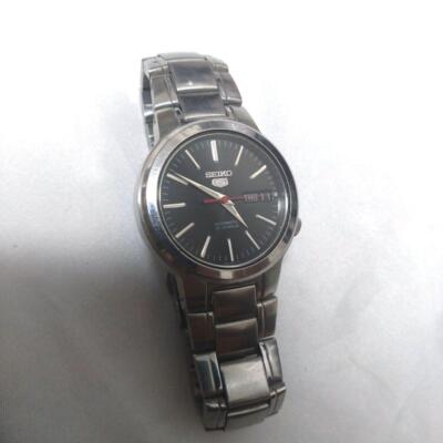 Seiko Seiko 5 7S26-02N0 Day Date St.Steel Blk Slv Automatic Mens From Japan