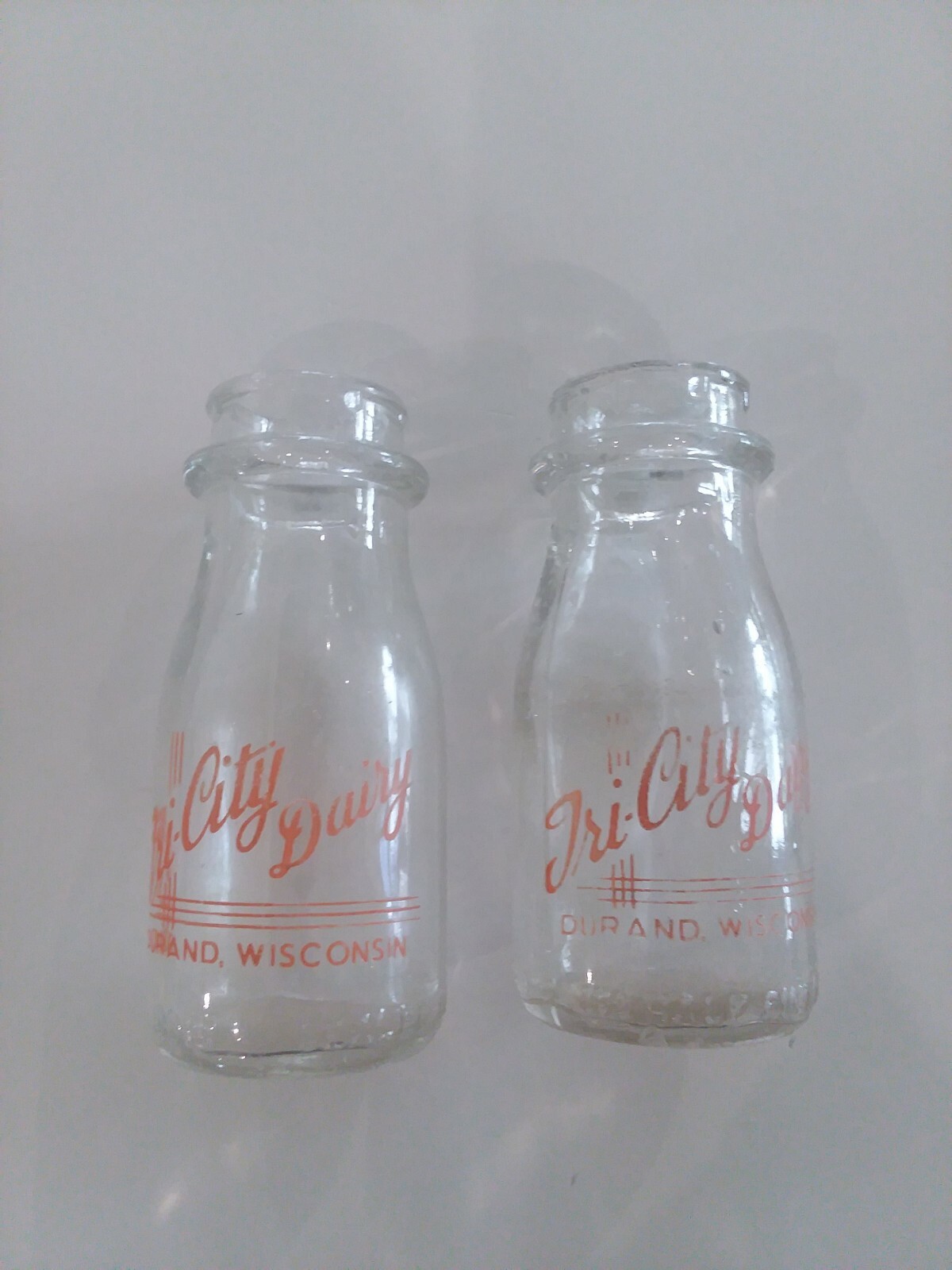2 Vintage Half Pint Milk Bottles TriCity Dairy Durand Wisconsin Eau Claire eBay